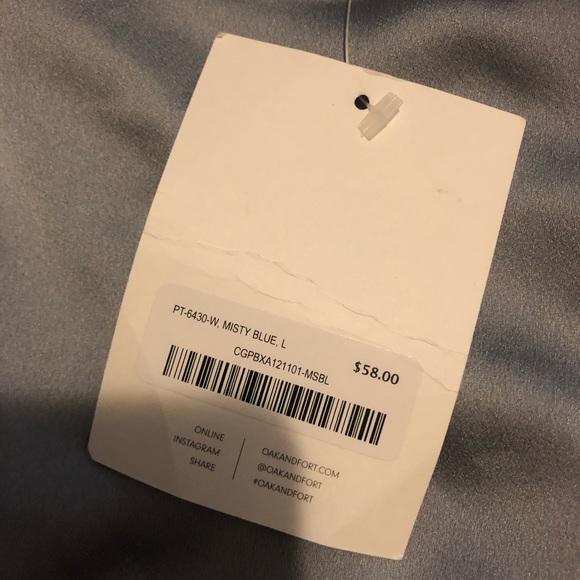 NWT Oak + Fort misty blue satin pants L - Picture 5 of 5